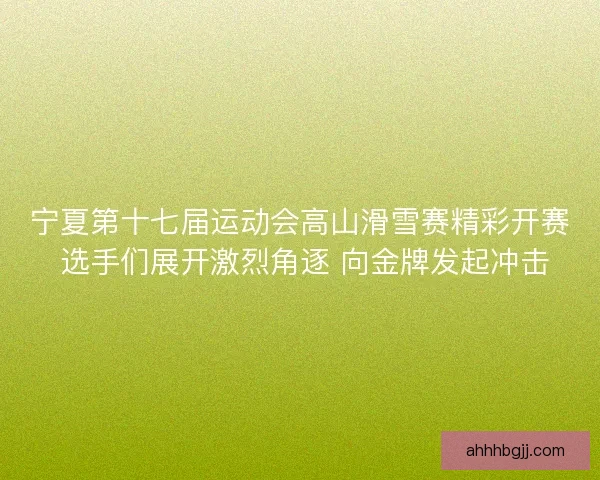宁夏第十七届运动会高山滑雪赛精彩开赛 选手们展开激烈角逐 向金牌发起冲击