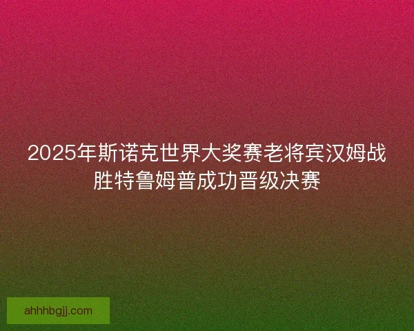 2025年斯诺克世界大奖赛老将宾汉姆战胜特鲁姆普成功晋级决赛